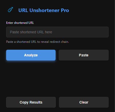 URL Unshortener Pro browser extension interface